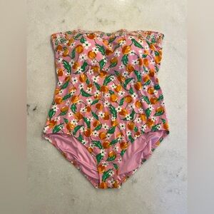 Draper James Orange Floral Strapless Swimsuit – Est. Size ? – Gently Used